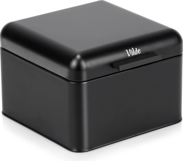 Kovinski črni zaboj za kruh 22 × 20 × 14,5 cm