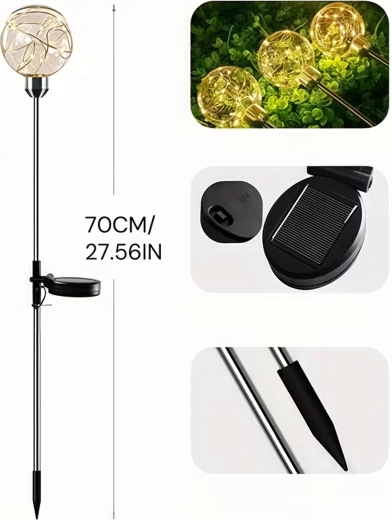 Solarne vrtne svetilke za v zemljo – vodotesne LED krogle, komplet 4 kos