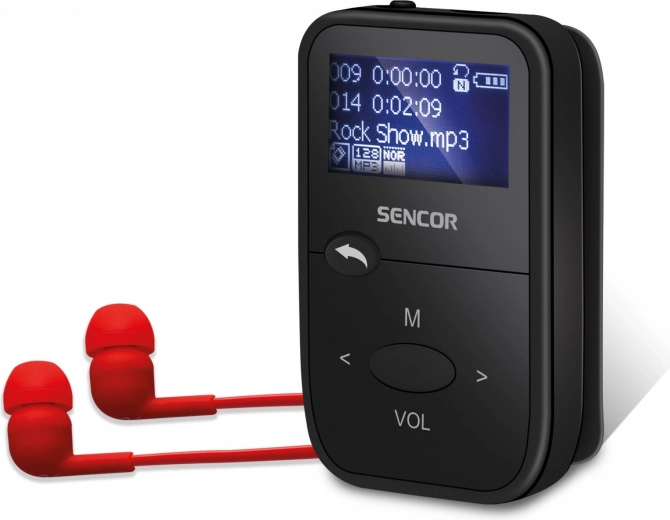 mp3 predvajalnik sencor 8 gb z micro sd, fm radiem in sponko