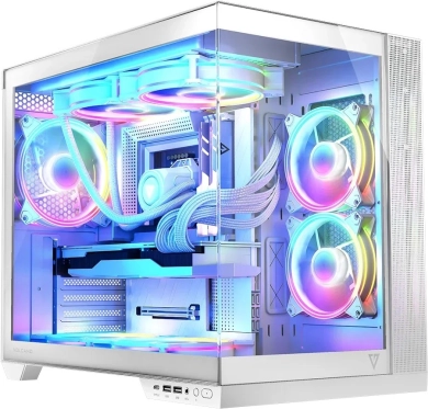 Računalniško ohišje VOLCANO Panorama Apex ARGB, 7× ARGB ventilatorjev, belo