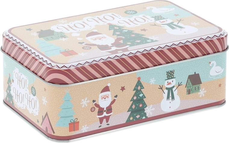 Božična pravokotna pločevinasta škatla 16 × 11 × 5,6 cm