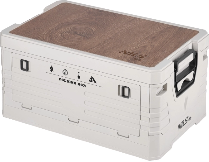 Zložljiva škatla za shranjevanje s pokrovom in leseno ploščo 32 l, bež