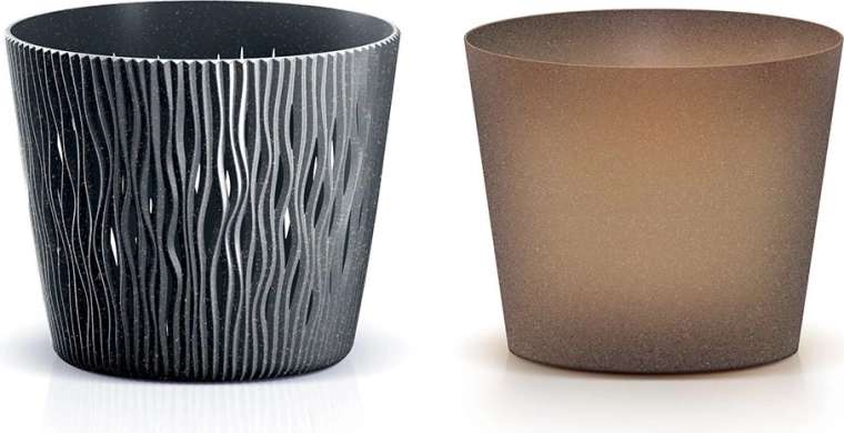 Cvetlični lonec Sandy Round Eco Wood 26,2 cm antracit