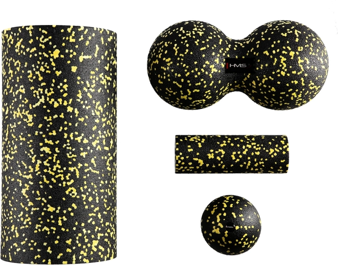 Masažni komplet HMS za miofascialno sproščanje, črno‑rumen