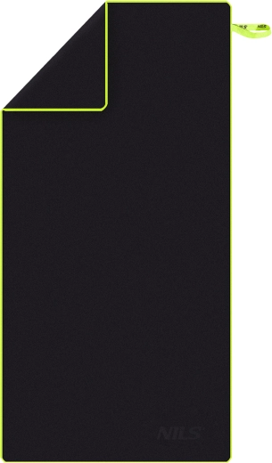 Hitrosušeča mikrovlaknena brisača NILS Camp, črno/zelena