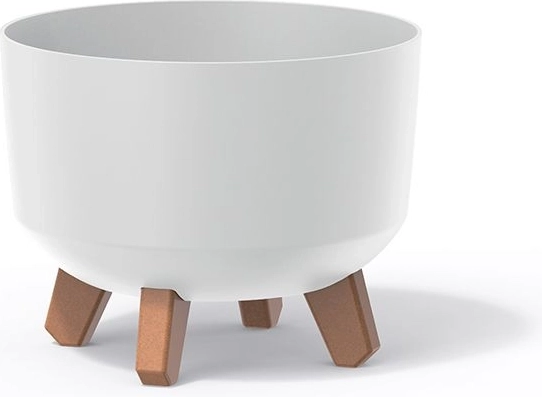 Cvetlični lonec na nogicah Gracia Standard 20 cm – bel plastičen ovitek za rastline