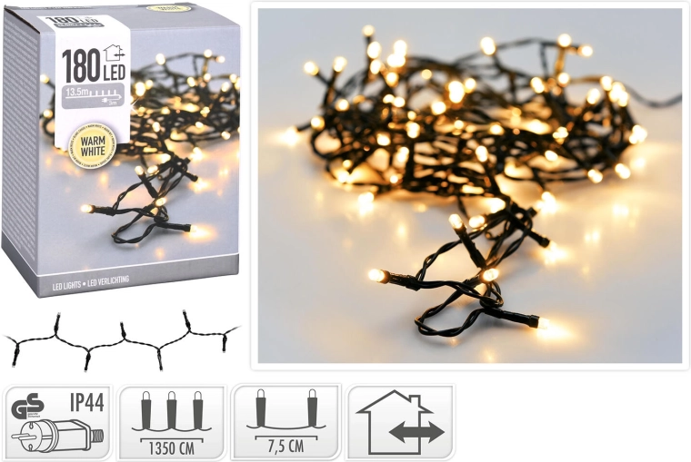 Christmas LED Light String 13.5 m, 180 Warm White LEDs