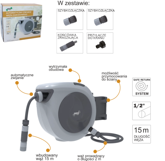 Avtomatski navijalnik vrtne cevi 15 m