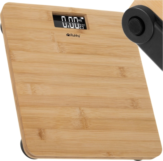 Bambusova kopalniška tehtnica z LCD Ruhhy do 180 kg