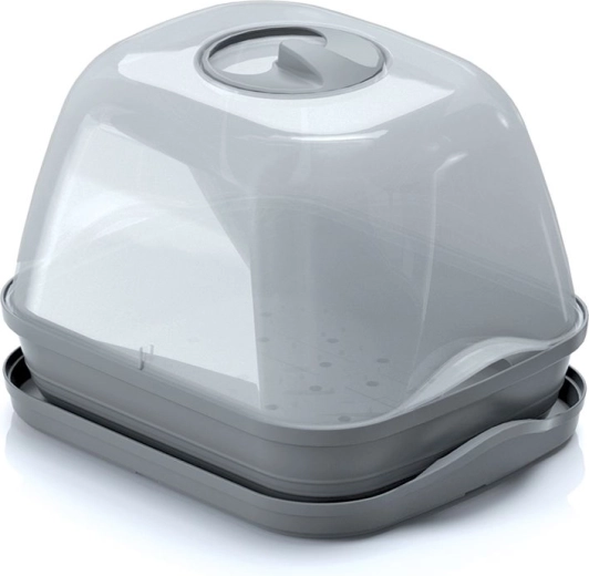 Setveni pladenj s polikarbonatnim pokrovom RESPANA TABLE GREENHOUSE 25,7 cm – sivi kamen