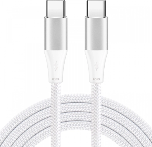 USB‑C kabel 2 m bel, 60 W, PD 3.0 in QC 4.0+
