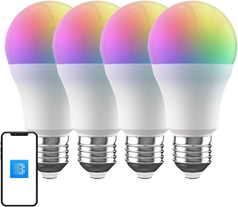 Pametna RGB Wi‑Fi LED žarnica BROADLINK E27, 9 W, 800 lm (4 kosi)