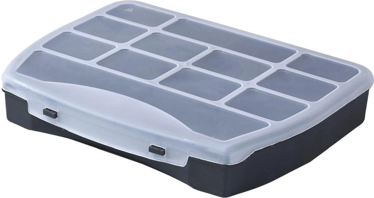 Organizator DOMINO 250 × 200 × 44 mm, črn/prozoren