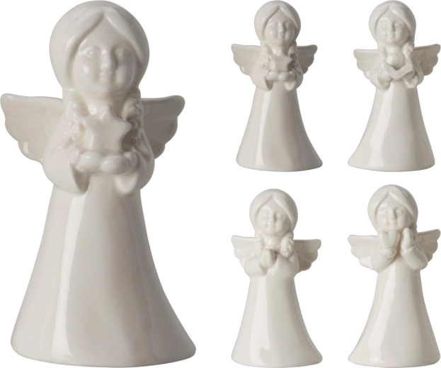 Porcelanasti angel 11 cm – bela dekoracija