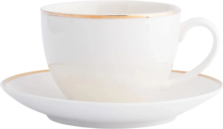 Bella Zlata linija porcelanasta skodelica s podstavkom 270 ml