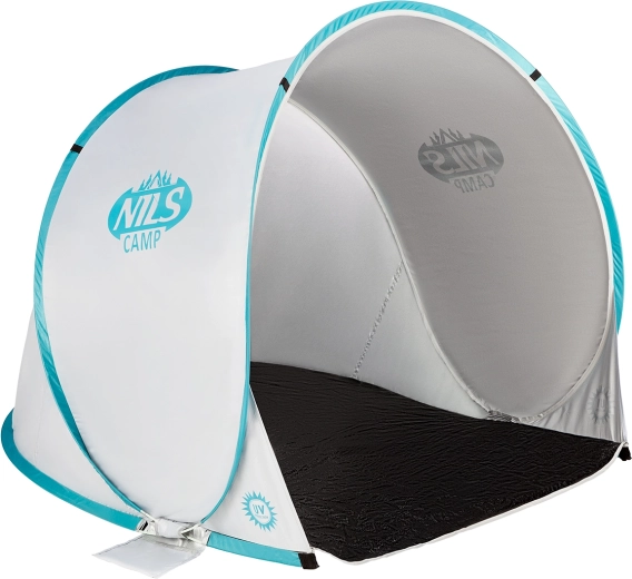 Samorazpirajoči plažni šotor NILS Camp sivo‑turkizen