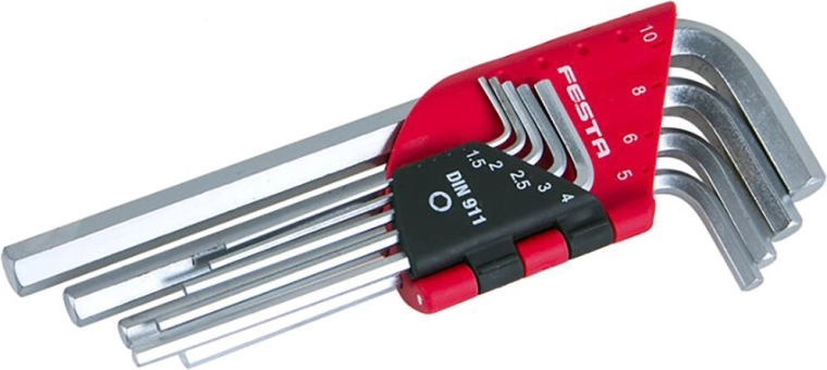 FESTA PROFI Set of Long-Reach Hex Keys 1.5–10 mm, 9 Pieces