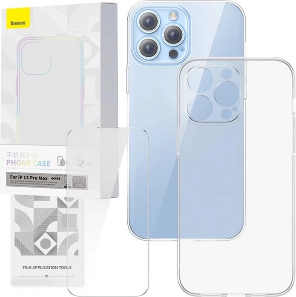 Prozoren ovitek in kaljeno steklo BASEUS Corning za iPhone 13 Pro Max