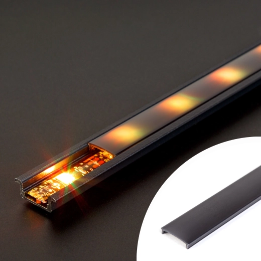 Črni pokrivni panel za LED-profil 1000 mm