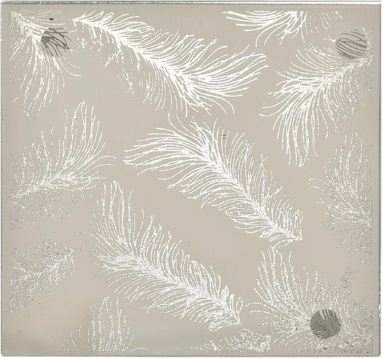 Steklen dekorativni pladenj v obliki lista, bel s srebrnimi detajli 15 × 15 cm
