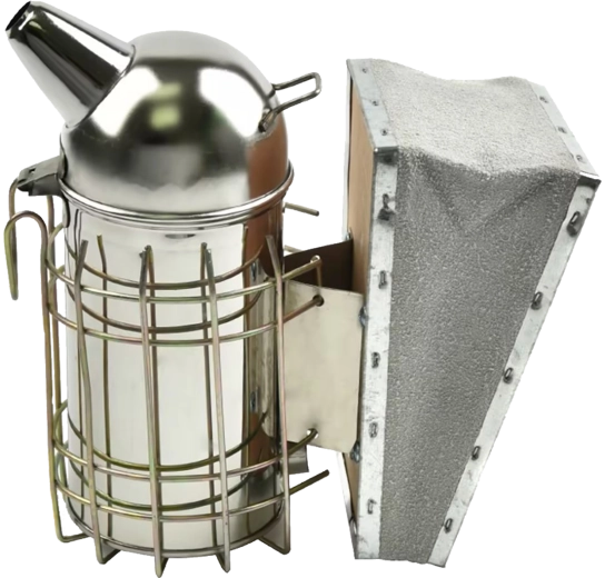 Čebelarski kadilnik iz nerjavnega jekla 26 cm z usnjenim mehom