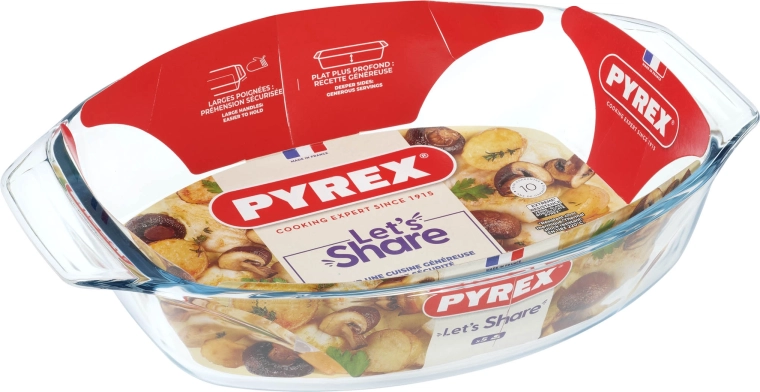 Ovalna pekač skleda PYREX 35 × 24 cm iz borosilikatnega stekla