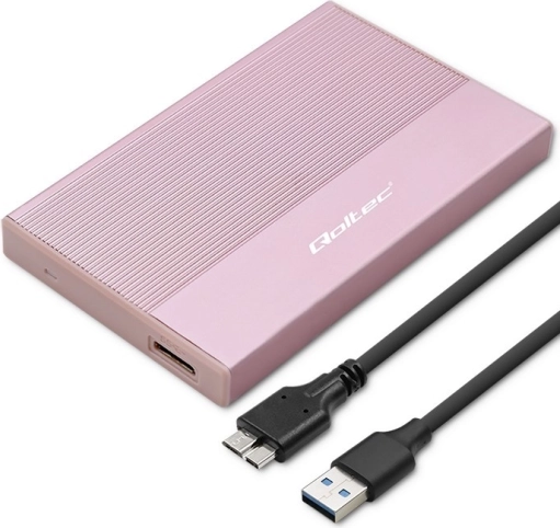 Aluminijasto ohišje za disk 2,5" SATA z USB 3.0, 5 Gb/s, do 2 TB – rožnato