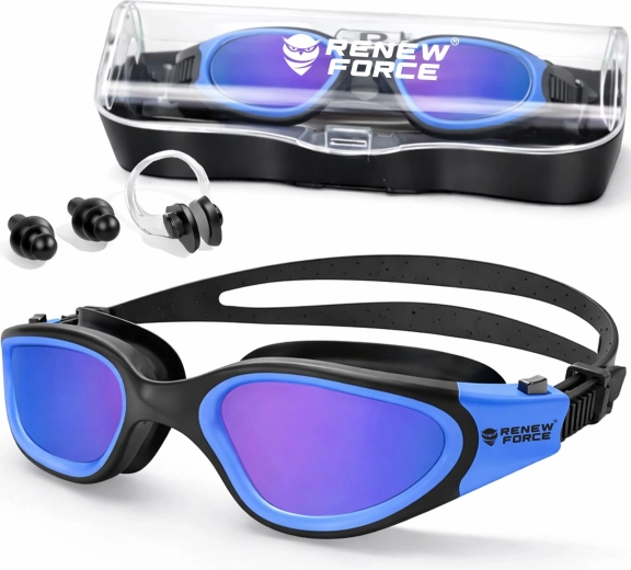 Plavalna očala s polarizacijo, UV400 in Anti-Fog (modra) – 1 kos