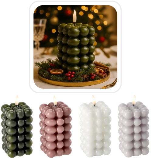 LED sveča Bubble 6 × 11,5 cm iz pravega voska