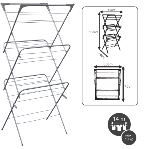 Trinivojsko stojalo za sušenje perila Camilla, zložljivo