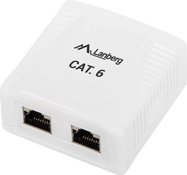 Nadometna vtičnica LAN 2x RJ45 Kategorija 6 bela