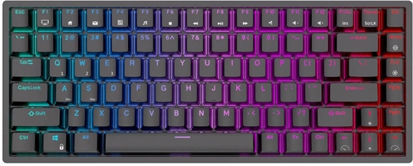 Brezžična mehanska tipkovnica ROYAL KLUDGE RK84 RGB z rjavimi stikali (črna)