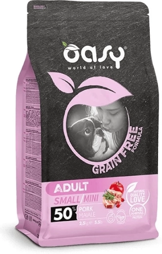 Oasy Grain Free Adult Small/Mini svinjina 2,5 kg