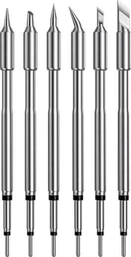 6 replaceable tips for different types of soldering