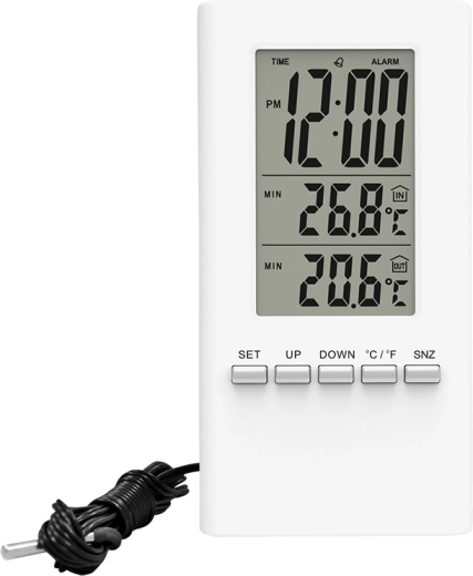 Solight digitalni termometer z velikim zaslonom, časom in datumom, bel