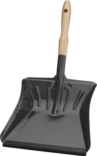 Lopatica za smeti z lesenim ročajem in plastičnim robom