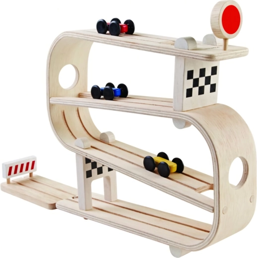 PlanToys Racer on a Slanted Track