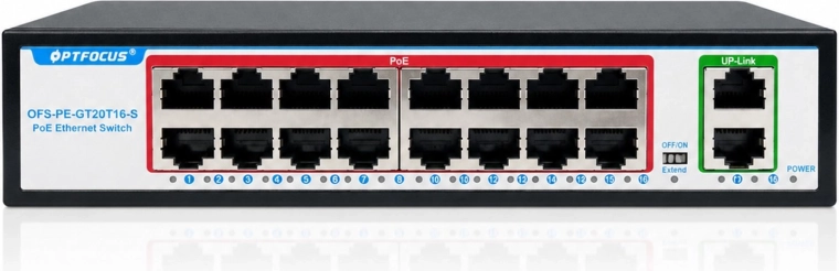 Gigabit PoE stikalo Renew Force 16× PoE + 2× uplink
