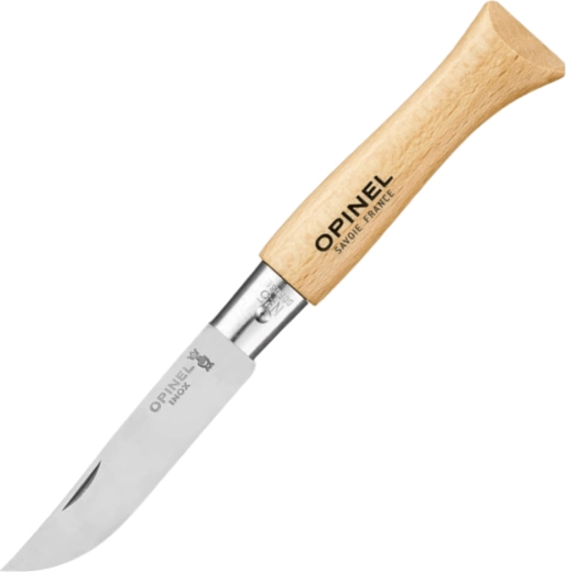 Opinel N°05 Inox Folding Pocket Knife with Beechwood Handle