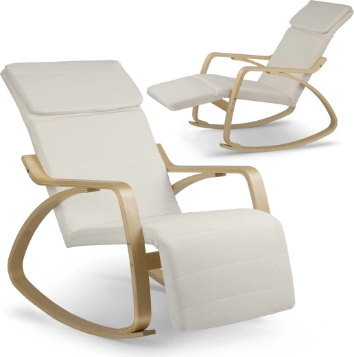 Rocking lounge chair with wooden frame and upholstery - 1 piece