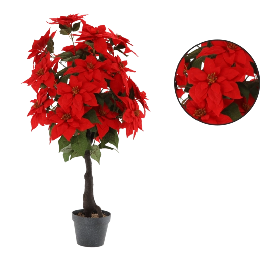 Umetno božično drevo z rdečo božično zvezdo 100 cm