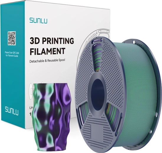Sunlu PLA+ Silk dvobarvni filament zeleno‑vijoličen