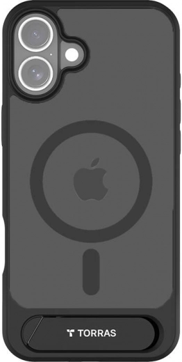 Magnetni ovitek TORRAS z stojalom za iPhone 16 Plus – črn