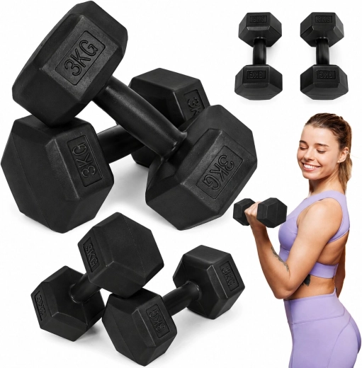 Heksagonalne ročke MOVEPRO 2×3 kg (črne)