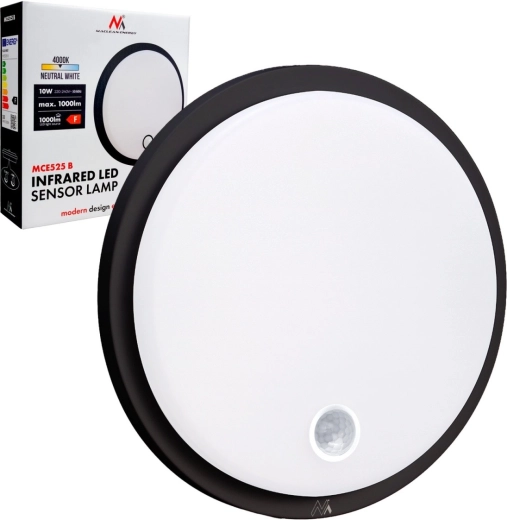 LED stenska in stropna svetilka s PIR senzorjem, IP65, 10 W, 1000 lm, 4000 K