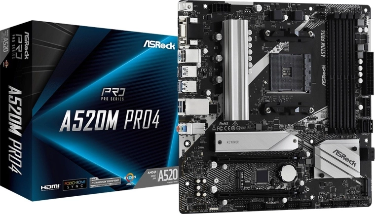 Matična plošča ASROCK A520M PRO4 (AM4, microATX)