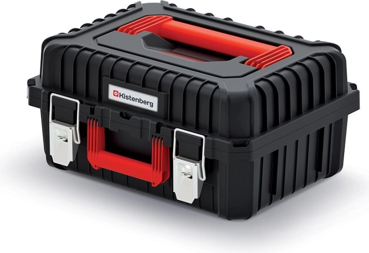 Vzdržljiv kovček za orodje s kovinskimi zapirali, 445 × 360 × 216 mm, črn