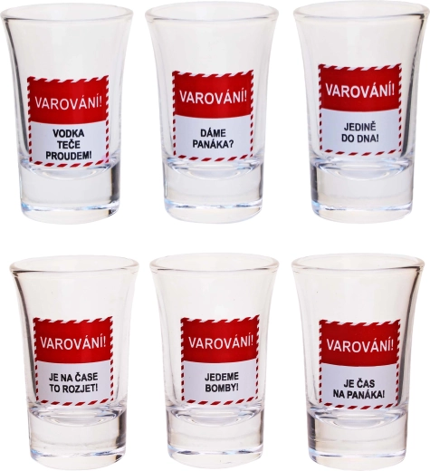 Darilni komplet kozarcev za žgane pijače TORO opozorila 6×40 ml