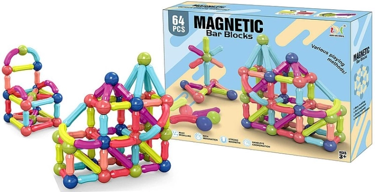 Magnetne 3D gradbene kocke – 64 kosov