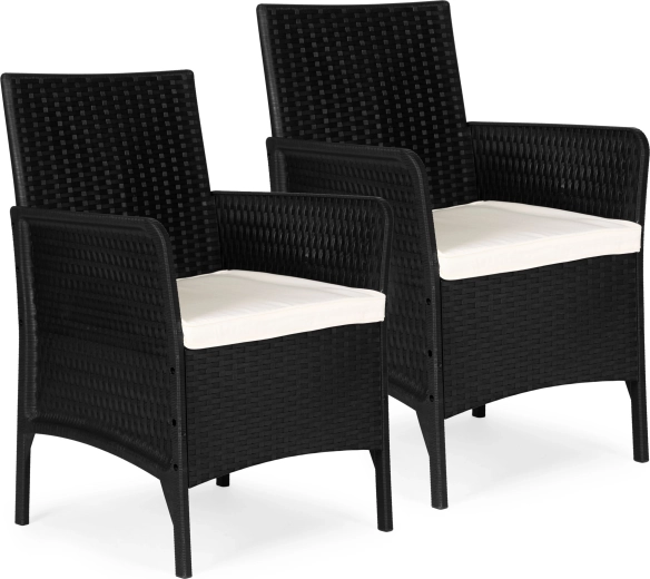 Set 2 vrtnih stolov s blazinami, črna – MultiGarden